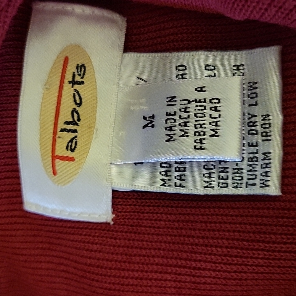 Talbots dark fuchsia long sleeve hoodie 100% cotton Washable Size Medium…EUC - Picture 6 of 7